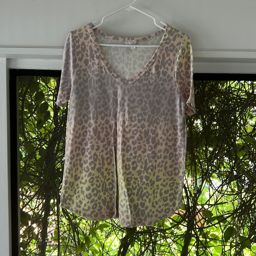 Cheetah ombré v-neck oversized top